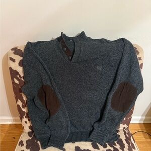Men's Chaps Gray Sweater with Brown Elbow Patches